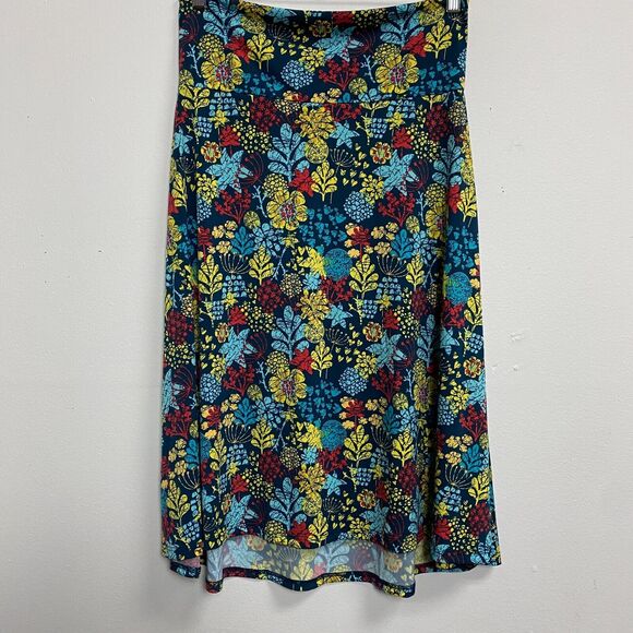 LuLaRoe Fit N Flare Skirt Medium Grafitti Floral Print Multicolor Knee Length - Picture 2 of 8